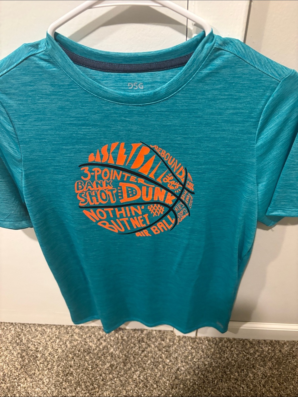 DSG Teal Short-Sleeve Tee with Orange Basketball Graphic